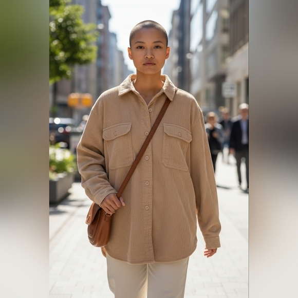 Three Dots Jackets & Blazers - Three Dots Womens Tan Corduroy Chic Lined Button-Up Cord Jacket EUC Large